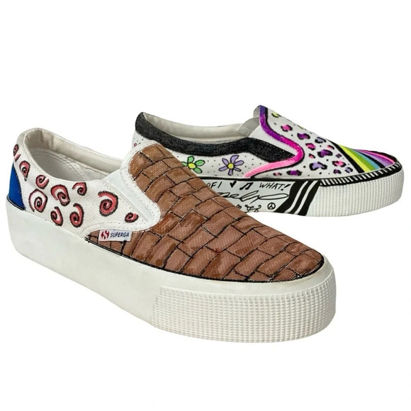 Superga Platform Sneakers Unisex Mens 7.5 Womens 9 Slip On Canvas Thick Soles - Picture 3 of 16